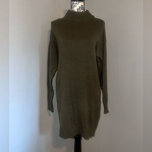 Green turtleneck sweater dress
